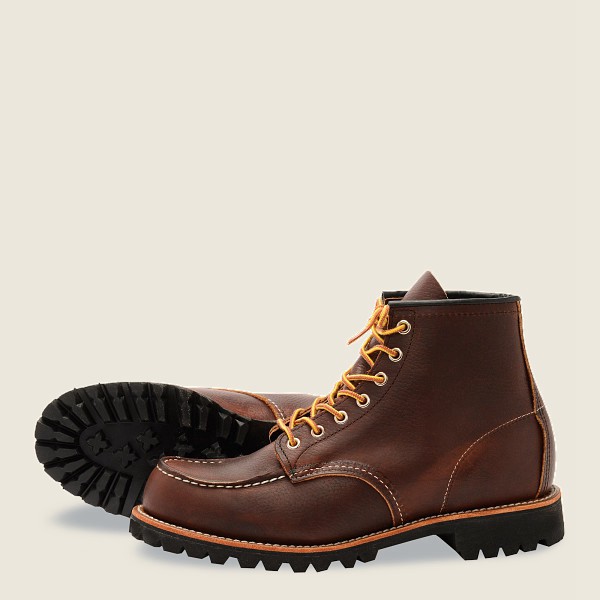 Red Wing Heritage Boots Mens Dark Brown - Roughneck - 6-inch Oil-slick Leather - 4935260-WA